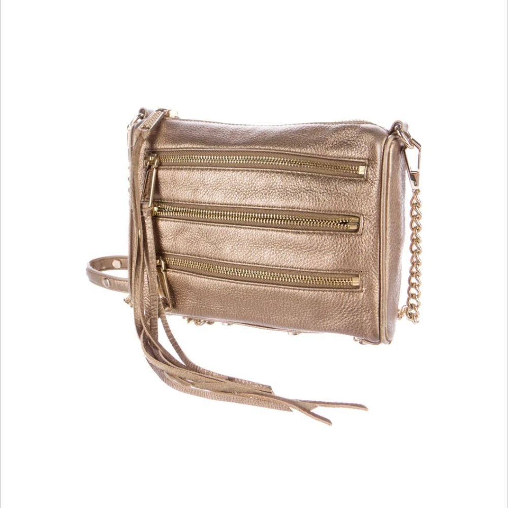 REBECCA MINKOFF* rose gold MAC Morning After crossbody bag/clutch chain detail